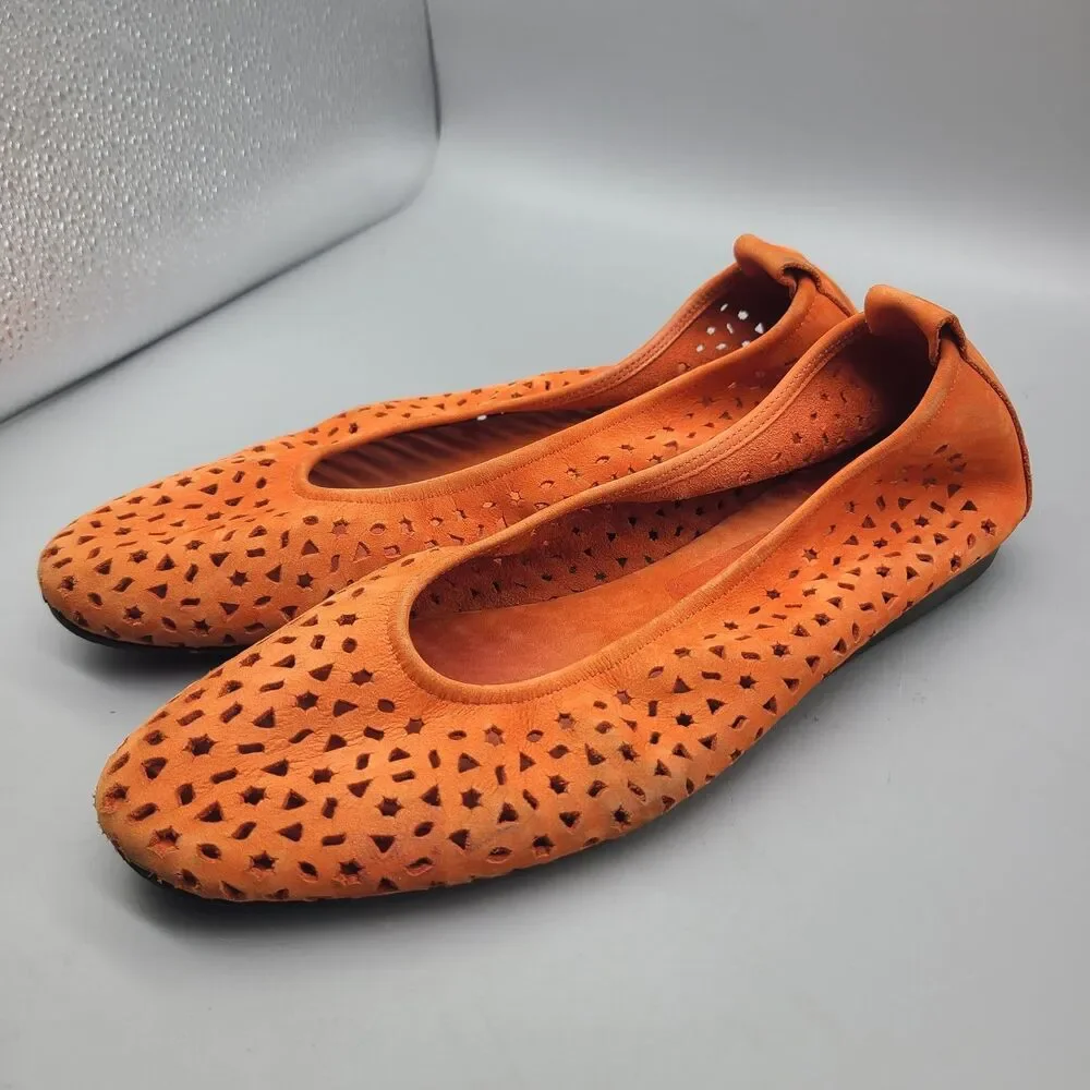 Arche Lilly Ballerina Nubuck ballet Flats orange cut-outs Eur 42  US 11 France - Picture 4 of 13